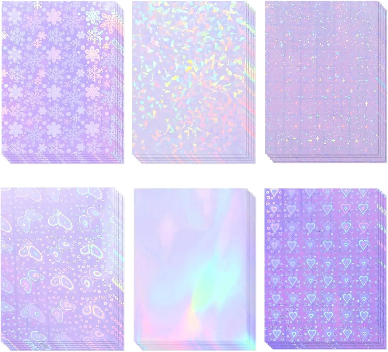36 Sheets Holographic Laminate Sheets Clear Self Adhesive Sticker Paper