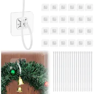 24 count Garland Hangers for Door Frame - No Hardware Christmas Garland Hooks Ties, Fireplace Stocking Holders for Mantle Front Door Wreath Christmas Decorations