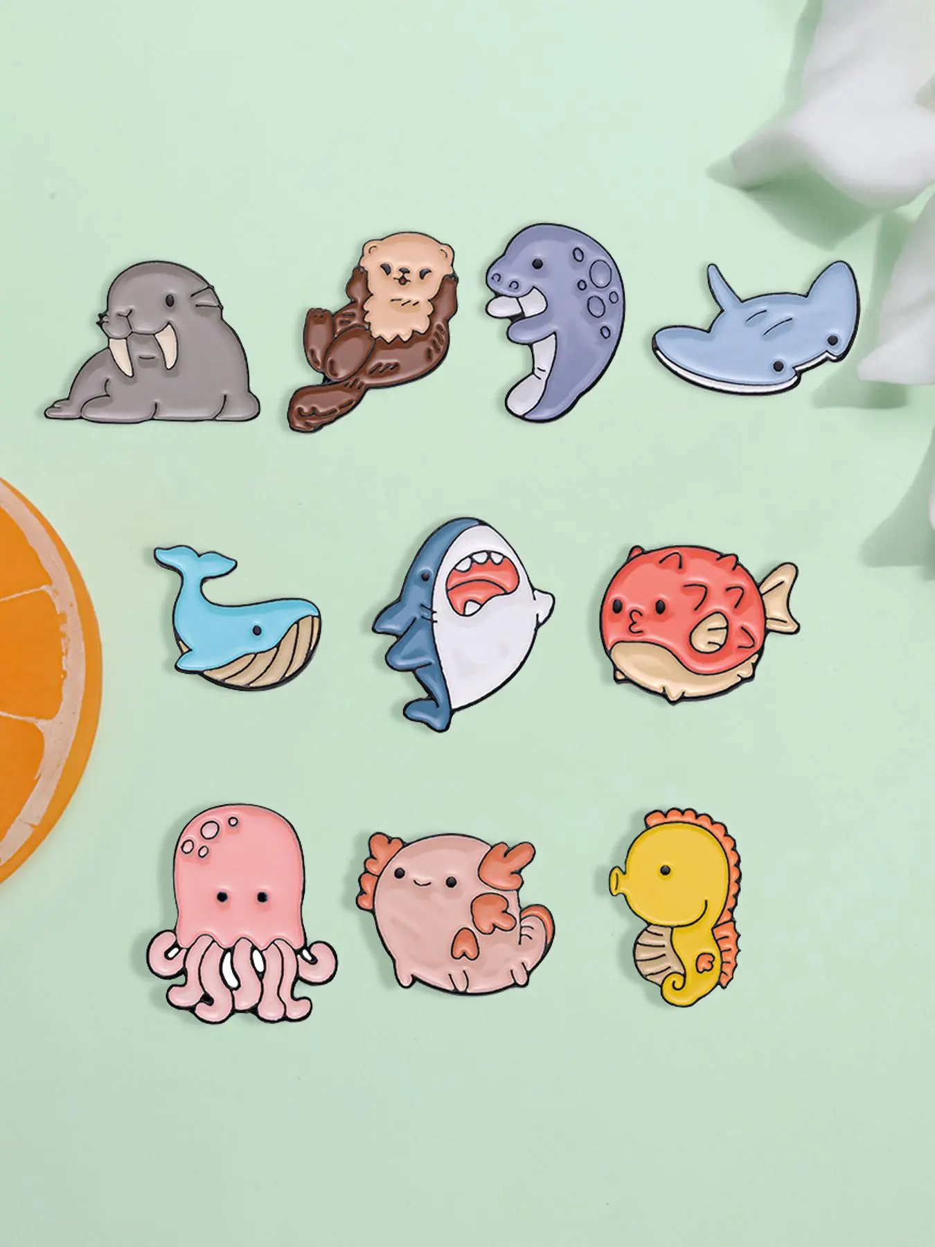 Cute Cartoon Marine Life Design Brooch, Fashion Alloy Badge for Daily Clothing Decor, Trendy All-match & Exquisite Brooch for Birthday Gift, Collectible Pack