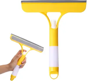 3 in 1 Glass Scraper Window Squeegee Cleaner All Purpose Spray Window Cleaners Squeegee Easy to Clean Without Streaks Glass Cleaner Tool for Tile Shower Wall Sink Mirror Bathroom Car Windows Cleaning