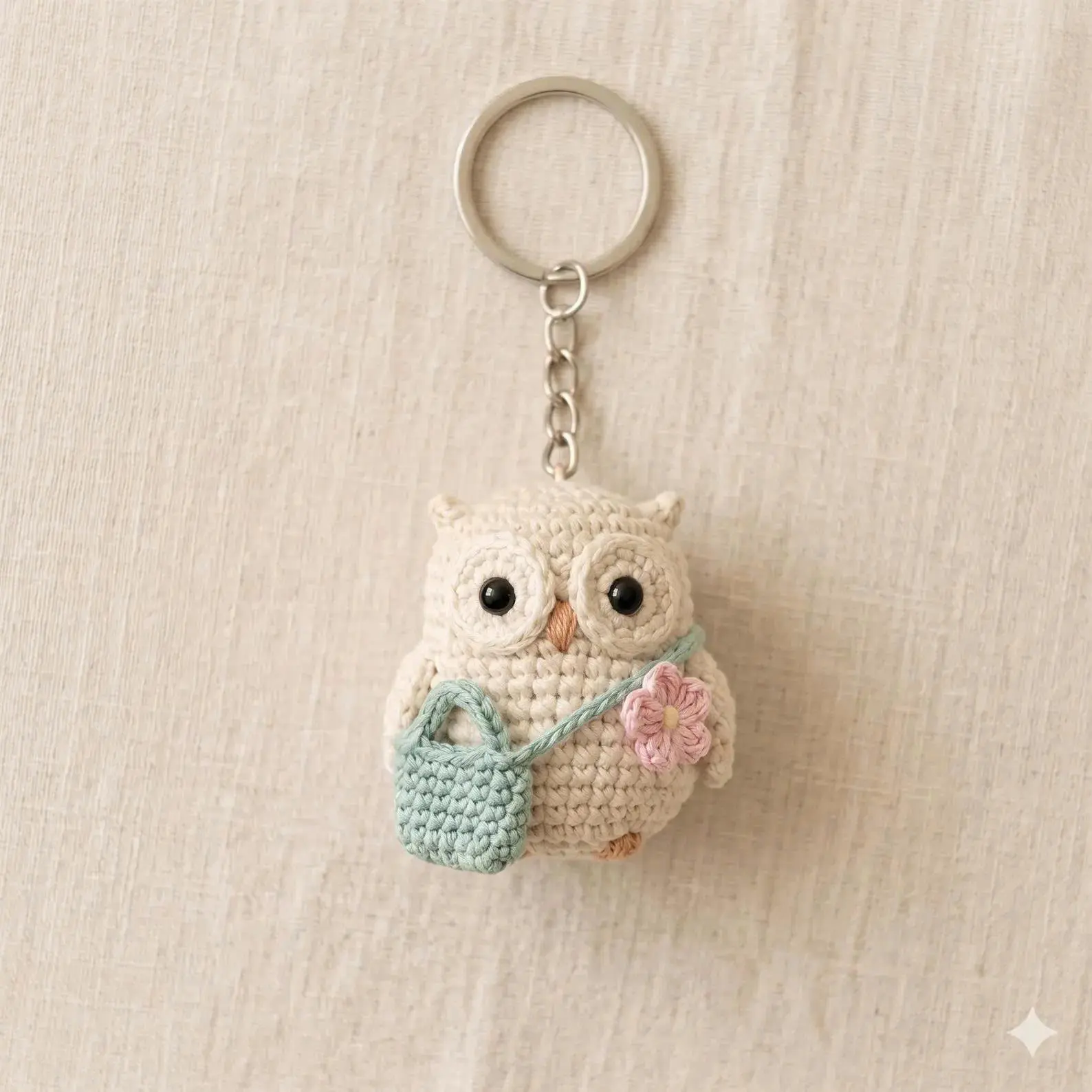 Multiple Crochet Owl Keychain, Cute Animal Keyring, Handmade Amigurumi Owl Gift, Kawaii Bag Charm, Owl Gift, Unique Keepsake