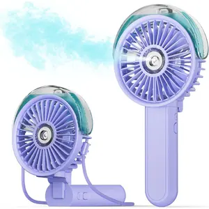 Portable Misting Fan - 180? Foldable Handheld Personal Fan with Mist Spray, 3 Speeds, 30ml Water Tank, USB Rechargeable for Travel, Outdoors, Makeup, Camping, Home, and Office Use