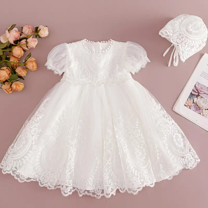 strapless open back dress Penelope Christening Gown & Bonnet – Baby Beau and Belle