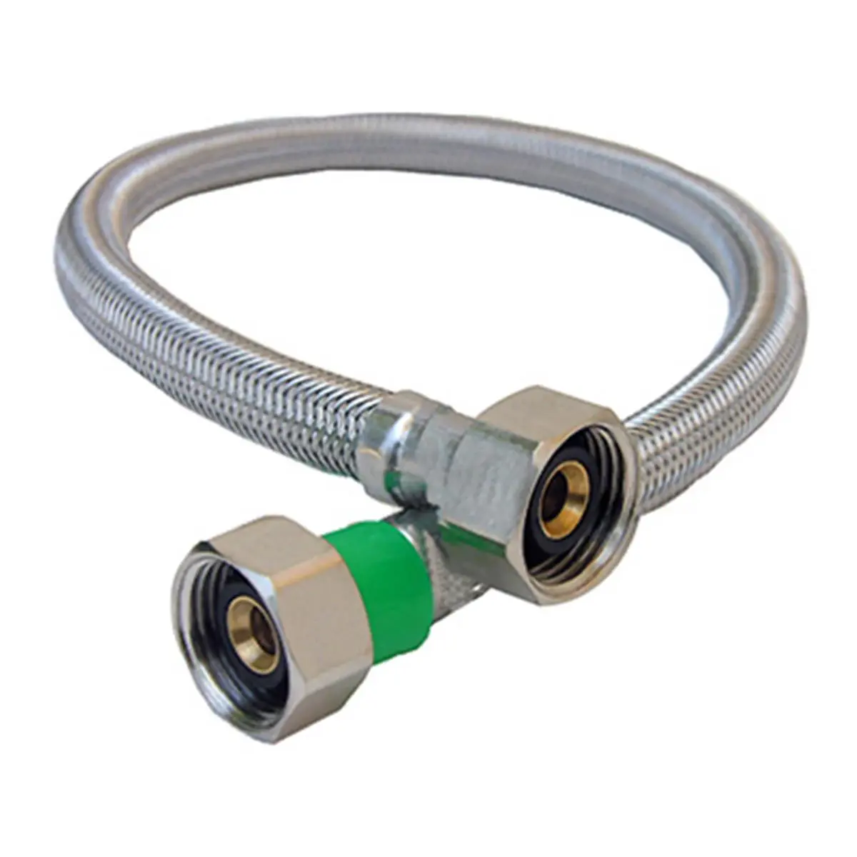 Larsen Supply 20 in. Braided Stainless Steel Faucet Connector, High-Pressure Flexible Metal Hose with 0.5 x 0.5 in. Lead-Free Brass Inserts and Chrome Nuts