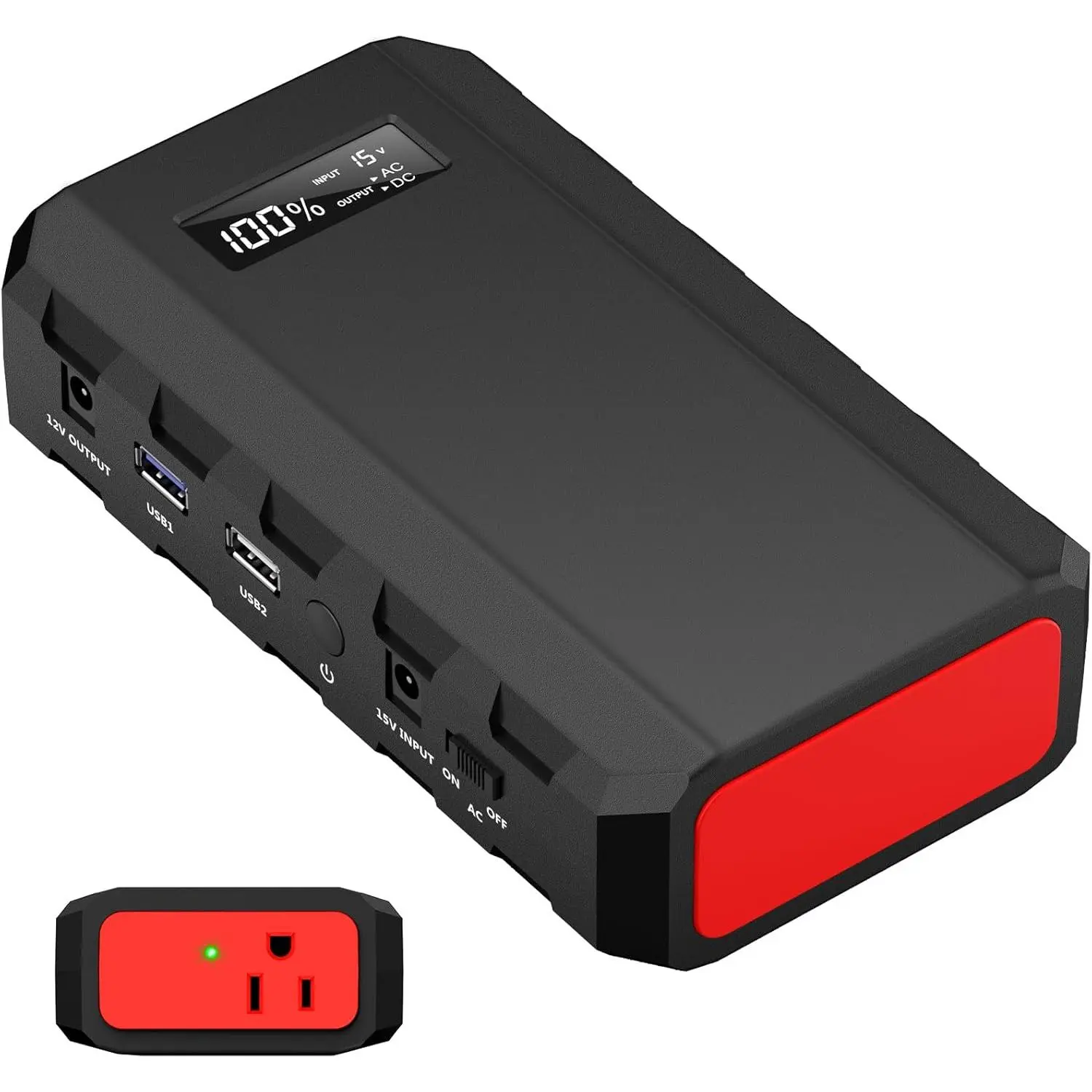 Rechargeable Battery Operated Portable Power Station (88Wh/24000mAh) - 110V/65W AC, DC, 5V/3A & USB QC3.0 Ports, High Power Output Emergency Battery Supply for Camping Backup, Off Grid Living Prep (Solar Panel Not Included), Black
