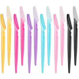 Eyebrow Trimmer Set, Brow Shaping Tool Kit, 12-Piece Stainless Steel Eyebrow Grooming Tools with Safety Covers, Facial Trimmer, Eyebrow Trimmer, Unisex Facial Hair Removal Tool