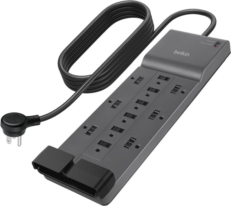 Belkin 12-Outlet Surge Protector Power Strip W/ 12 AC Outlets & 8Ft Flat Plug, Ul-Listed Heavy-Duty Extension Cord for Home, Office, Travel, Computer, Laptop, Charger - 3,940 Joules of Protection