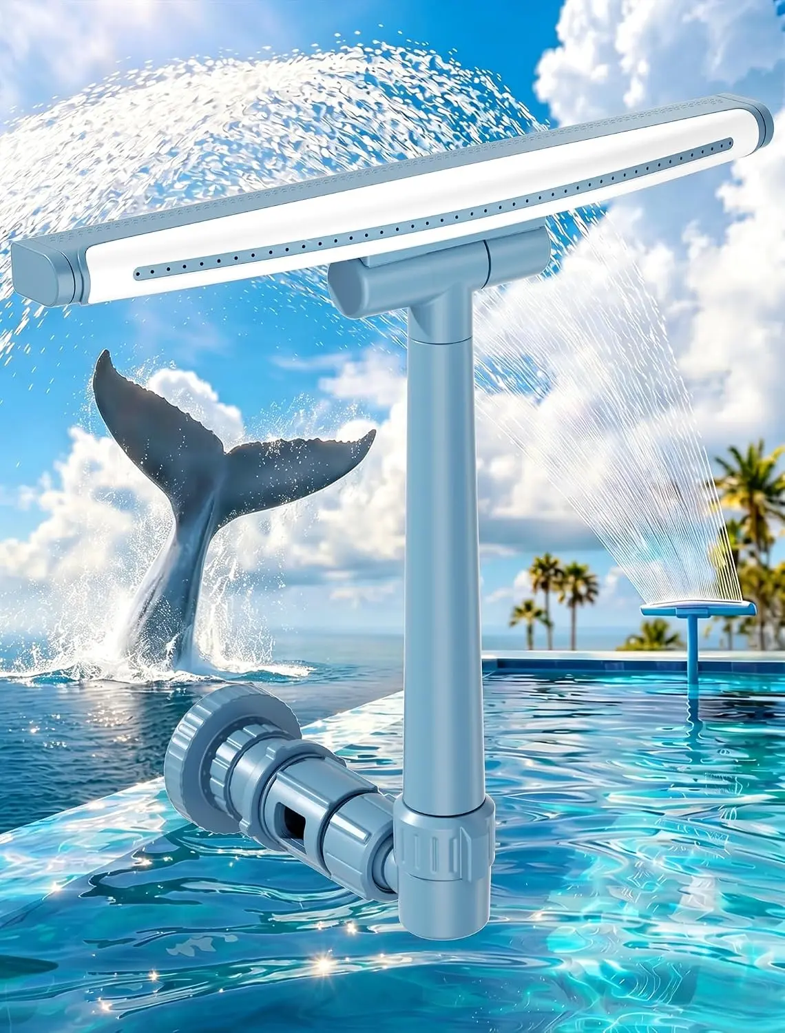 Upgrade Height Pool Fountain for Above Ground and Inground Pools | Adjustable Pool Sprinkler Fountain, Wide Width Spray Pool Waterfall, Cooling Swimming Pool Accessories