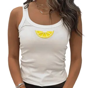 Women's Summer Embroidery Camisoles Sleeveless U NeckFit Cami Tank Tops for Beach