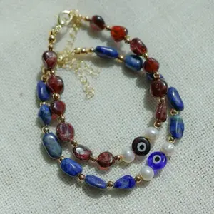 Evil eye bracelets Garnet or Lapis Lazuli