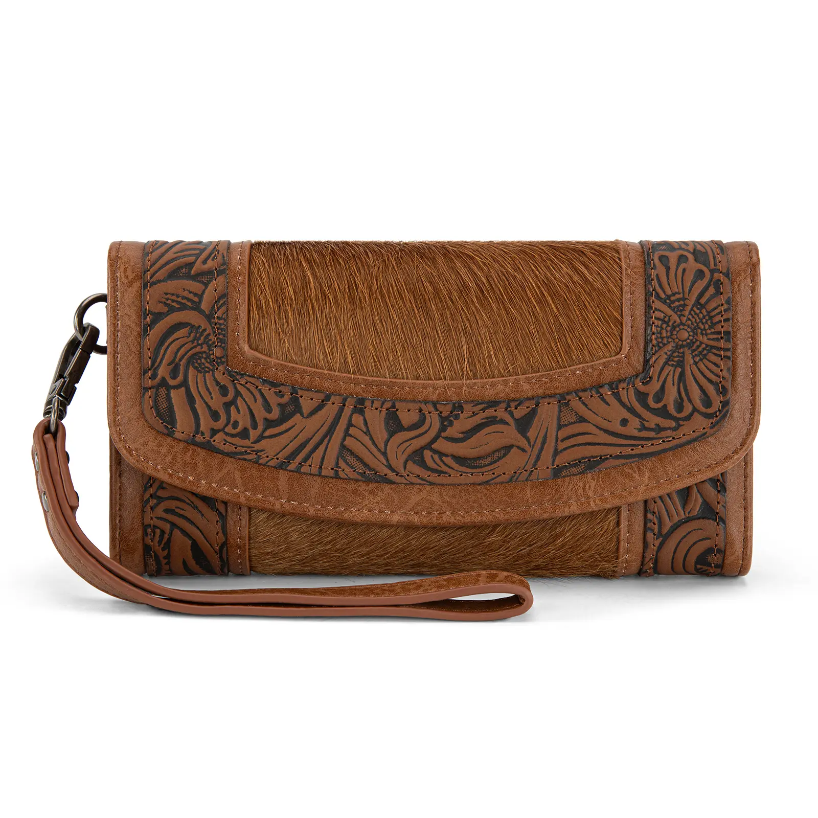 Montana West Wallet for Women Western Floral Tooled Cowhide Wallets with ID Window