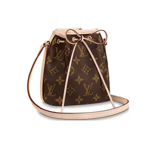 Louis Vuitton Noe Classic Monogram Bucket Bag for Women, Calfskin and Canvas, Ultra-Mini, Crossbody or Shoulder Style, Brown