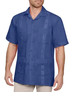 NE PEOPLE Men's Guayabera Short Sleeve Cuban Button Down Shirts Top S-4XL