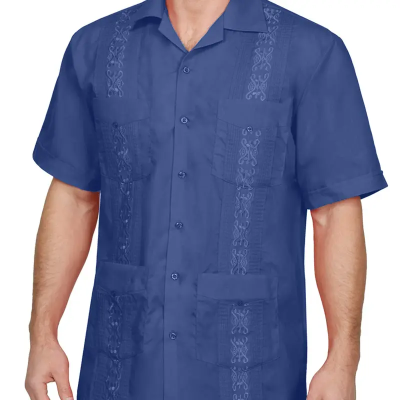 NE PEOPLE Men's Guayabera Short Sleeve Cuban Button Down Shirts Top S-4XL Casual Classic Cotton Fashion