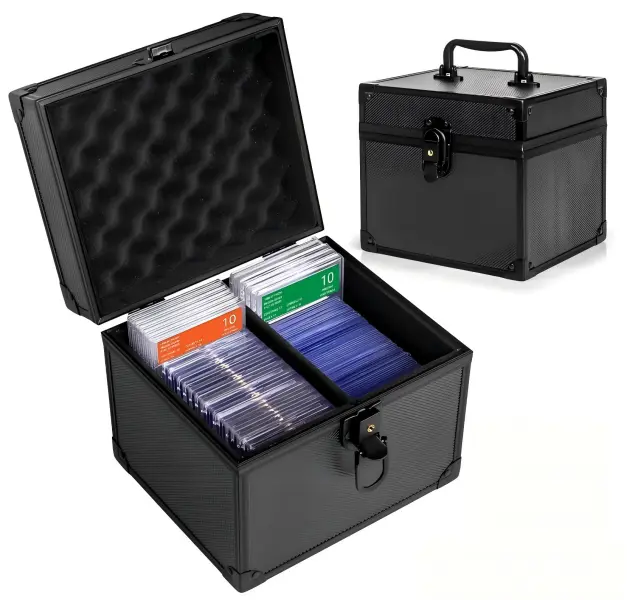 Graded Card Storage Box, Trading Card Slab Holder with Carry Handle, Collector Card Case Fits PSA CSG BGS SGC MTG Sports Cards & Top Loaders