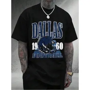 Dallas 1960 Football Helmet Logo Vintage T-Shirt, Iconic Team Graphic Crew Neck Short Sleeve Tee, Classic Game Day Street Style Top, Soft Premium Cotton Casual Wear for Men Women, Perfect Christmas Holiday Thank You Gift For Football Fans