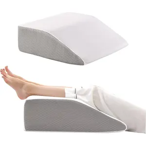 Leg Pillow Elevation Circulation, Wedge Pillow for Legs Swelling, Leg Elevating Wedge Pillow for After Surgery, Foot Knee Pillow for Leg Rest, Sleeping, Top, 8in, White/Grey