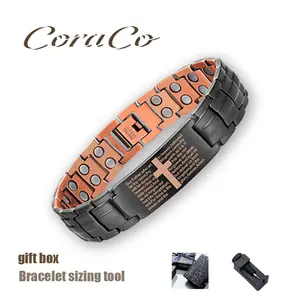 2X Copper Magnetic Bracelet for Men,Ultra Strength Cross Bracelet With Ring Include Adjustable Link, Jewelry Gift Wearable SpringStatements