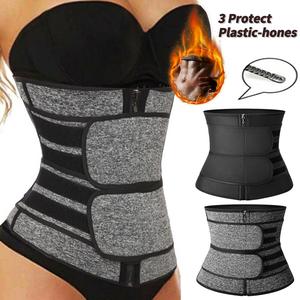 Women Sweat Waist Trainer Ladies Waist Cincher Tummy Control Waist Shaper Workout Belly Band Plus Size 2 Straps Cincher Trimmer Shaper Zipper Trimmer Sauna Belt