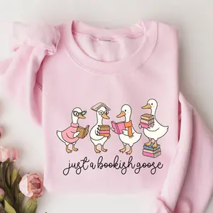 Just a Bookish Goose Sweatshirt, Silly goose Trendy Shirt, Silly Goose Bookish Sweatshirt, Book Nerd Funny Goose Shirt, Book Lover Shirt