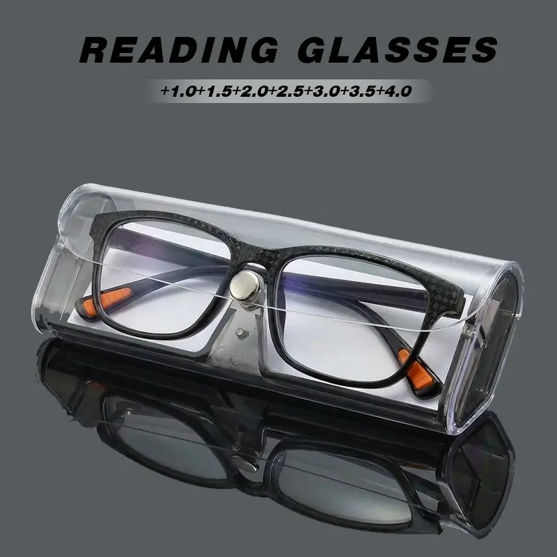 Luxury Square Photochromic Reading Glasses, Advanced UV Protection Lenses, Unisex Portable Eyewear for Men and Women, Square Frame Eyeglasses