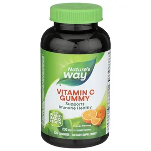 Nature's Way Vitamin C Gummy - 120 Count, Tangy Orange Flavor, Plant-Based Pectin, Immune Support, Collagen & Skin Health, Gluten-Free, Daily Boost