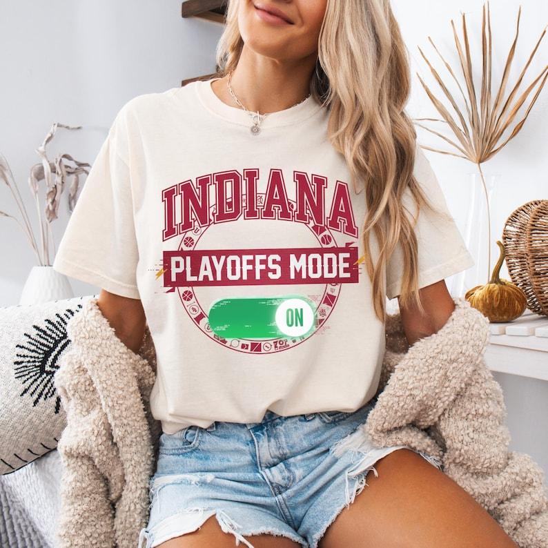 Comfort Colors Indiana Football Playoffs Mode T-Shirt, Indiana Football Coach Sweatshirt, Sports Fan Tee, College Football Merch, Gift For Men And Women