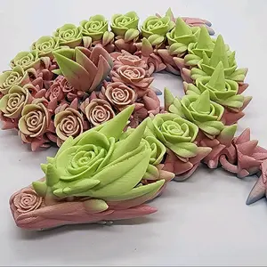 21" 3D Printed Matte Rainbow Rose Dragon