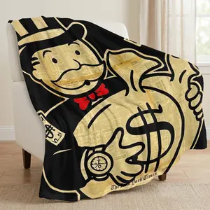 Monopoly Rich Uncle Blanket Soft Plush Fleece Throw for Couch Bed Sofa Gaming Room Cozy Warm Lightweight Board Game Blanket Bedroom Decor Gift for Monopoly Fans Kids Adults and Collectors