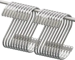 20 Pack S Hooks for Hanging, 3.4 Inch Metal S Shaped Hook Heavy Duty Hanging Hooks for Pots, Pans, , Bags, Cups, Clothes ()
