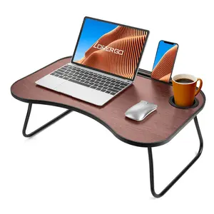 Lap Desk for Laptop, Laptop Lap Desk with Slot for Phone & Tablet, Lap Table for Bed, Suitable as Breakfast Tray, Writing Desk, Drawing Table for Floor & Bed (Walnut, 23×16")