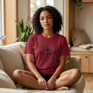 ThinkPrints Unisex Cotton Short-Sleeve "In God We Trust" Graphic Tee, Casual Everyday Faith Cross Religious Apparel, S-5XL
