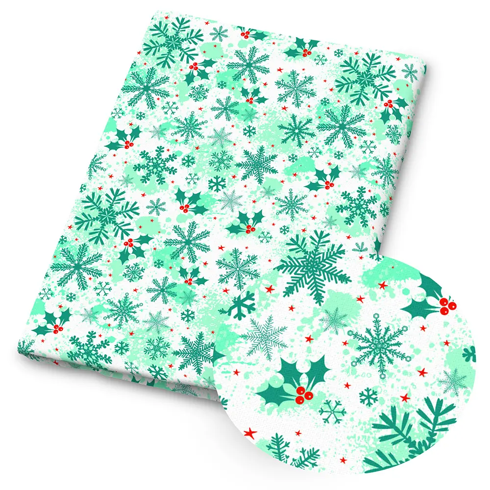 1 piece of snowflake-print fabric – 59 x 19.68 inches (150 x 50 cm), pre-cut polyester fabric featuring a pattern of autumn leaves and flowers – suitable for DIY sewing, scrapbooking, tablecloths and craft projects