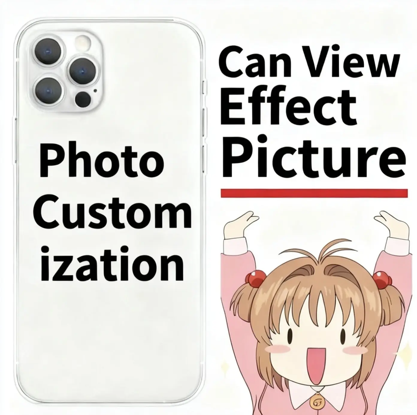 Personalized customized mobile phone case - text/pictures can be added, suitable for daily use