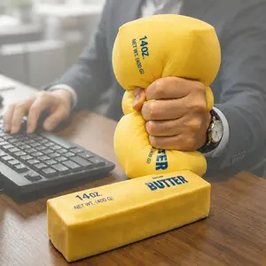 Jumbo Butter Squishy Toy - Soft Stress Ball Toy for Adults & Teens, 14oz 400g Large Butter Stick, 8.46 Inch Stretchy Squeeze Toy, Sensory Fidget Toy Gift