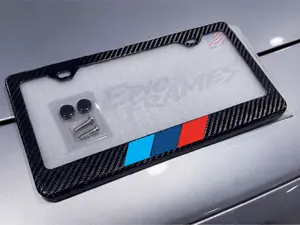 M-Strip Black License Plate Frame PREMIUM Carbon Fiber For Euro Style for BMW