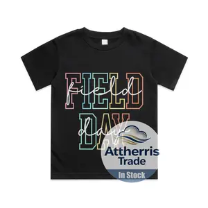 Field Day 2026 for School Kids Cotton T-shirt, Graphic Print Round Neck Short Sleeve Casual Tee for Boys Girls