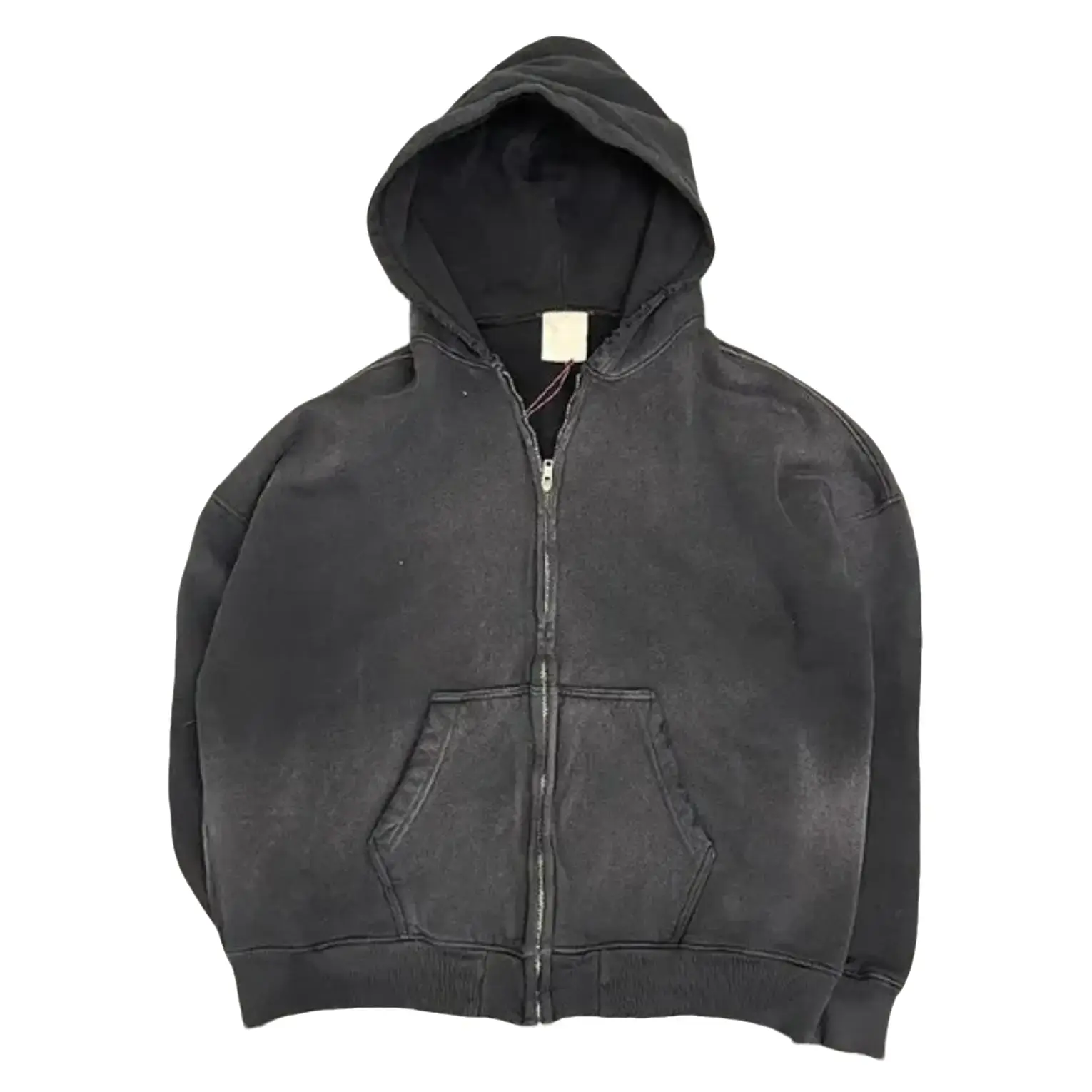 Angelbite Vintage Acid-Washed Oversized Black Hoodie Menswe Tops ar Sweatshirts Casual