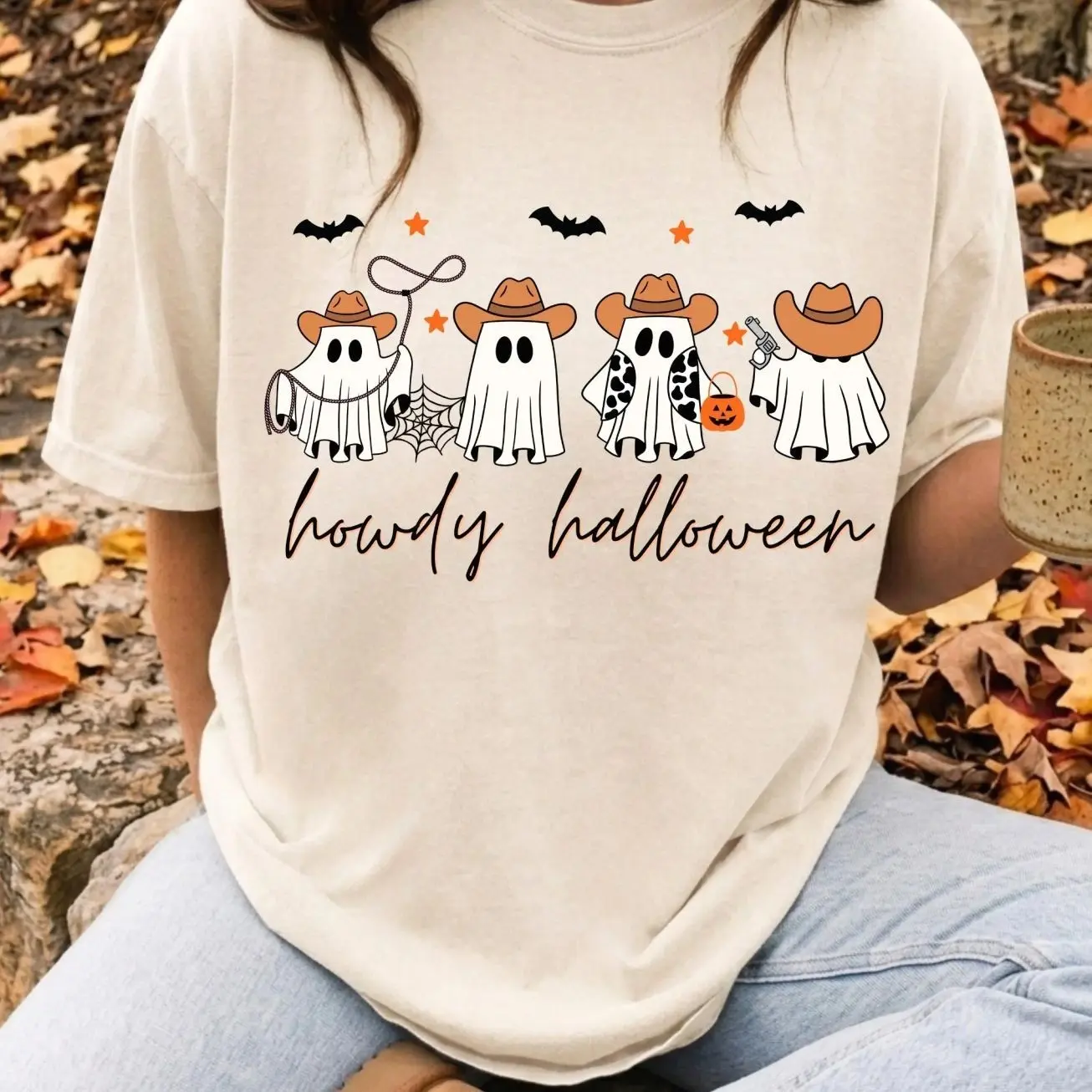 Comfort Colors Howdy Halloween T-Shirt, Cowboy Ghost Graphic Tee, Western Halloween Rodeo Shirt, Country Spooky Season Apparel, Retro Cowgirl Ghost Tee, Cute Spooky Fall Outfit, Western Cowboy Ghost Tee, Halloween Gift for Women & Men