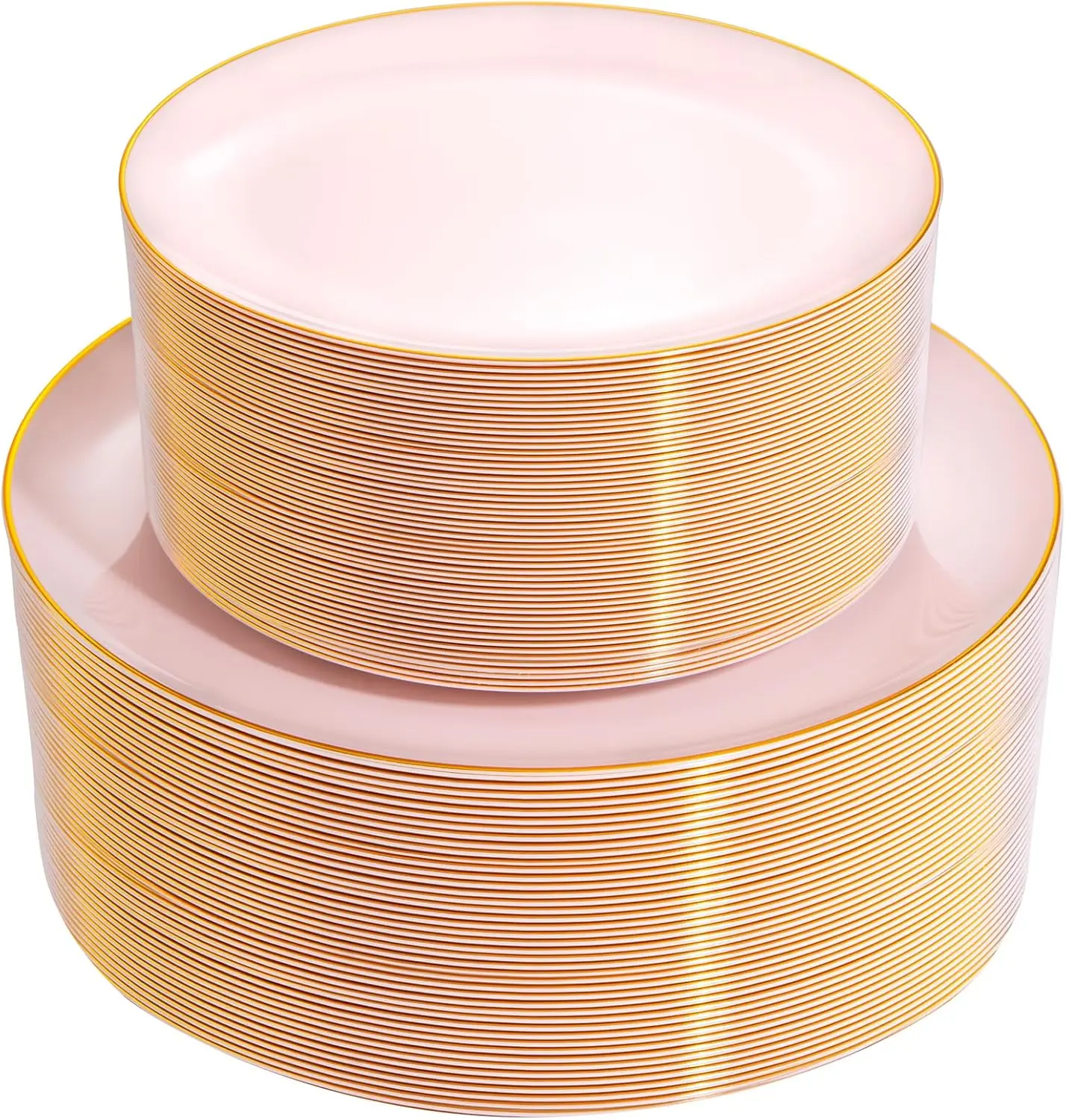 100 count  Plastic Plates - Heavy Duty  and  Disposable Plates for Party, Wedding & Mothers Day, Include 50 Dinner Plates and 50 Dessert Plates
