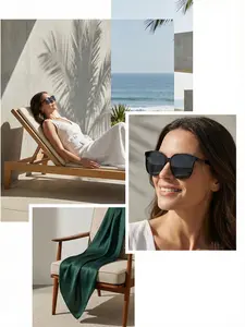 Large Frame Sunglasses, High-End Round Square Design, UV Protection Sun Glasses, Unisex Versatile Style, Anti-Ultraviolet Shades