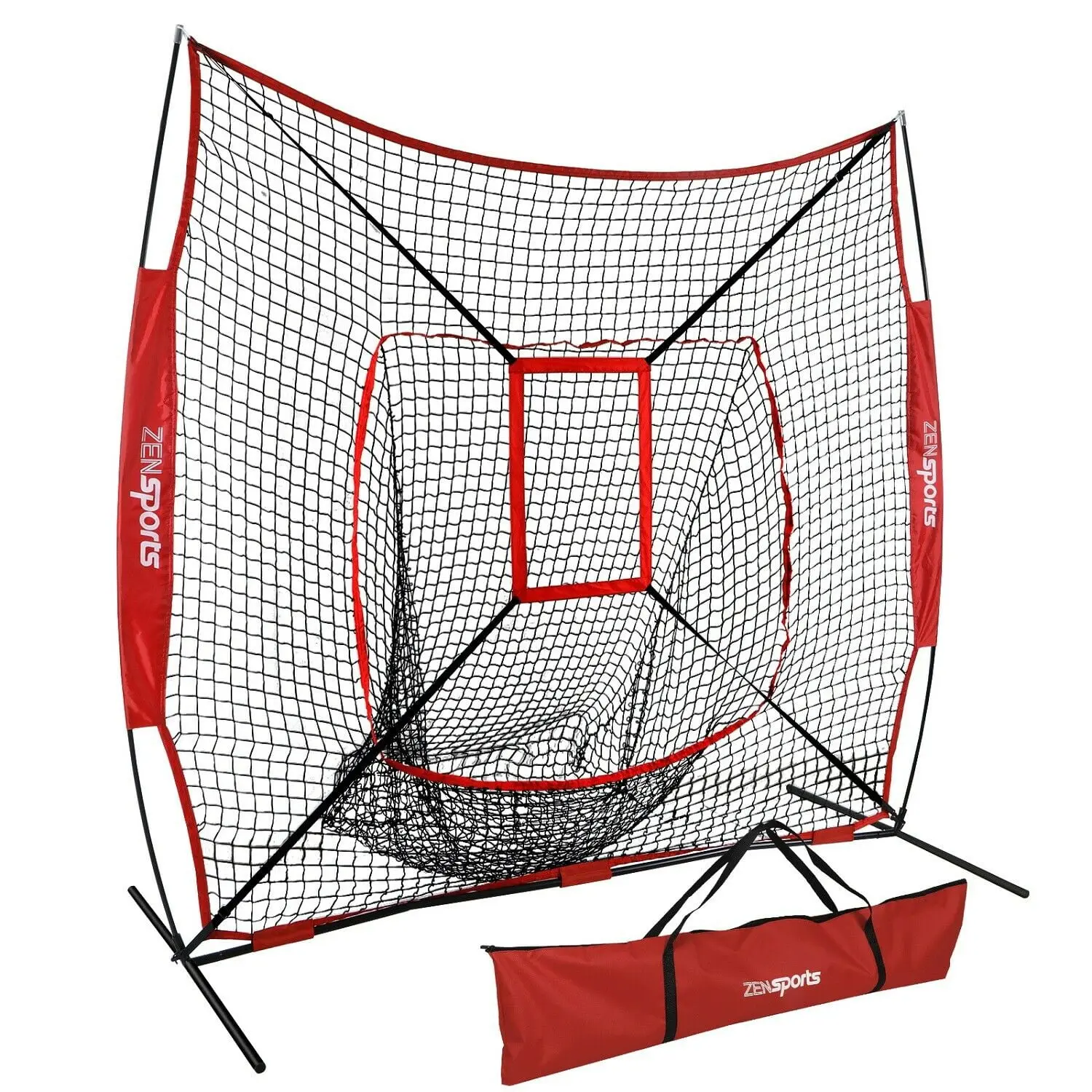 7x7ft Baseball & Softball Practice Training Net, Batting Practice Equipment with Strike Zone Target, Carrying Bag for Hitting, Pitching,summerwins