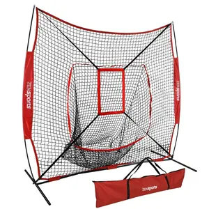 SUPERDEAL 7 x 7' Baseball Net Softball Practice Training Net Pratice Hitting Pitching Fielding with Strike Zone Target and Carrying Bag