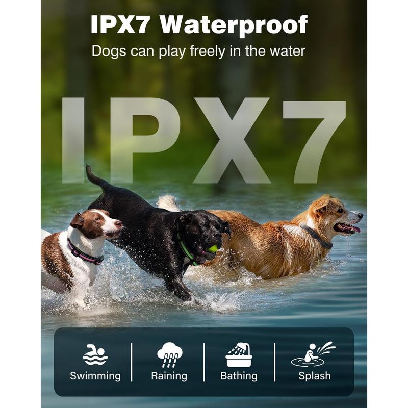 3 Dogs Training Collar with Remote 3 Pack - 3300FT Rechargeable, IPX7 Waterproof Dog Training Collar with Fashlight, E Collar for Small Medium Large Dogs(5-150lbs) - 4 Training Modes, Adjustable Strap