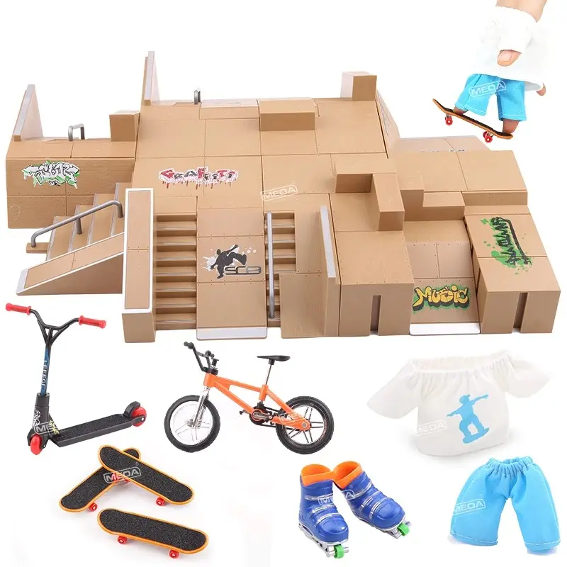 DIY Fingerboard Ramp Set Professional Edition Fingerboard Mini Skatepark Kit Mini Stunt Fingerboard Training Children's Gift