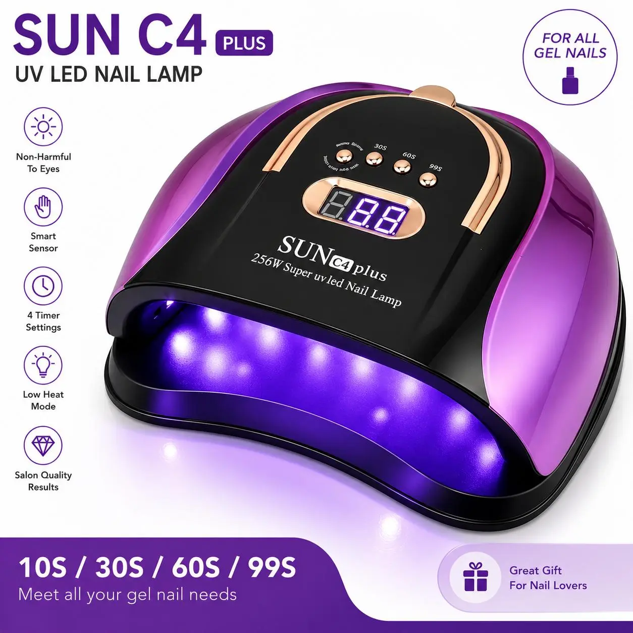 UV LED Nail Lamp, Nail Dryer for Gel Polish, Nail Art UV Lamp, Gel Nail Lamp Led Nail Light for Gel Nails with Automatic Sensor & 4 Timers Nail Art Nail Care