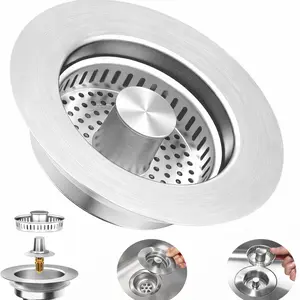 TioLooxy 3-in-1 Kitchen Sink Drain Stopper   No More Clogs Easy Clean Fits 3.5 Inch Sinks Stainless Steel Kitchen Sink Filter Kitchen Sink Drainage Filter