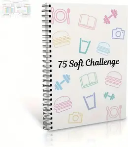 75 Soft Challenge Journal & Planner A5 Soft Challenge Planner Notebook Time Management & Efficiency Improvement Record Book Spiral Weekly and Monthly Calendar Planners Note Book Office Stationery & Supplies