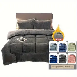 Solid Color Thickened Winter Quilt, 1 Count Soft Comfortable Warm Comforter, Bedding Supplies for Home Bedroom Sofa Couch, Valentine's Day Gift