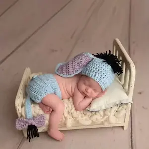Newborn Photography Outfits Props Romper, Baby Crochet Knitted Photoshoot Props Animal Costume for Infant Boys Girls Picture